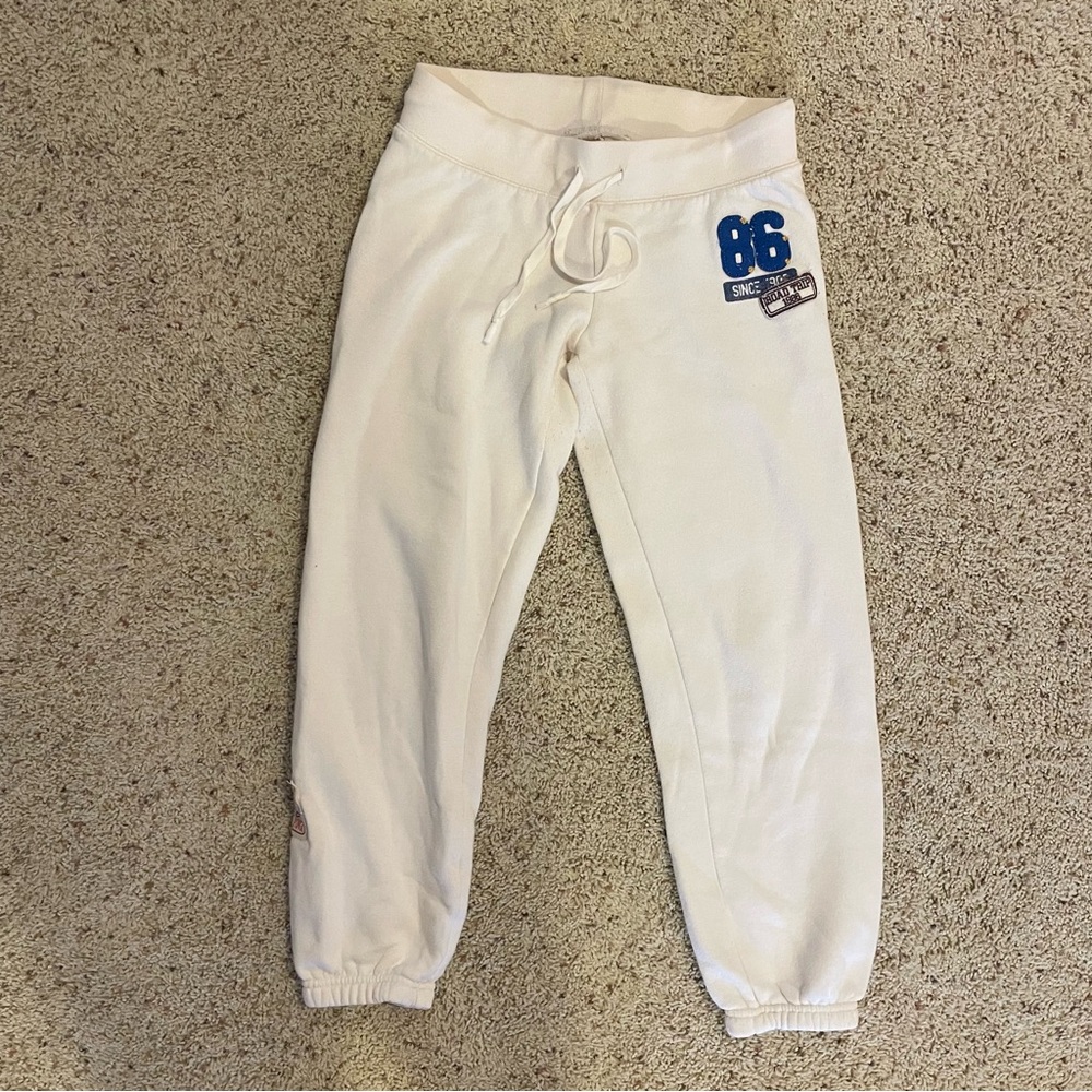 Y2K White Victoria’s Secret Pink sweatpants with blue accents size XS